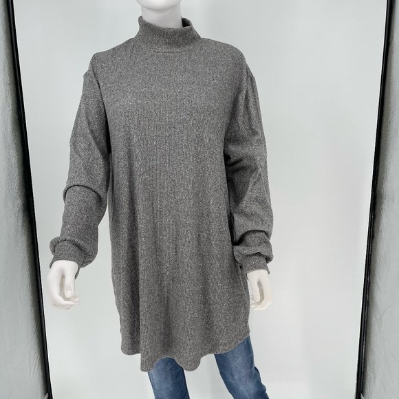 Topshop Dresses & Skirts - Topshop Gray Grunge Funnel Neck Sweater Dress 10